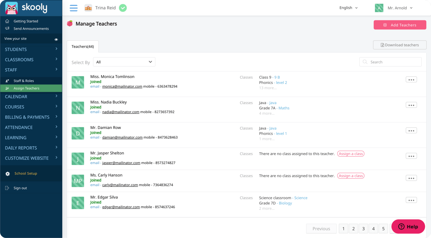 STAFF, LOCATION TIMINGS