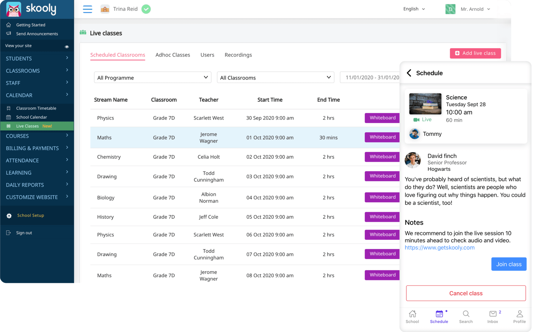 Live classes Software & App - <span class='notranslate'>Skooly | Try for Free