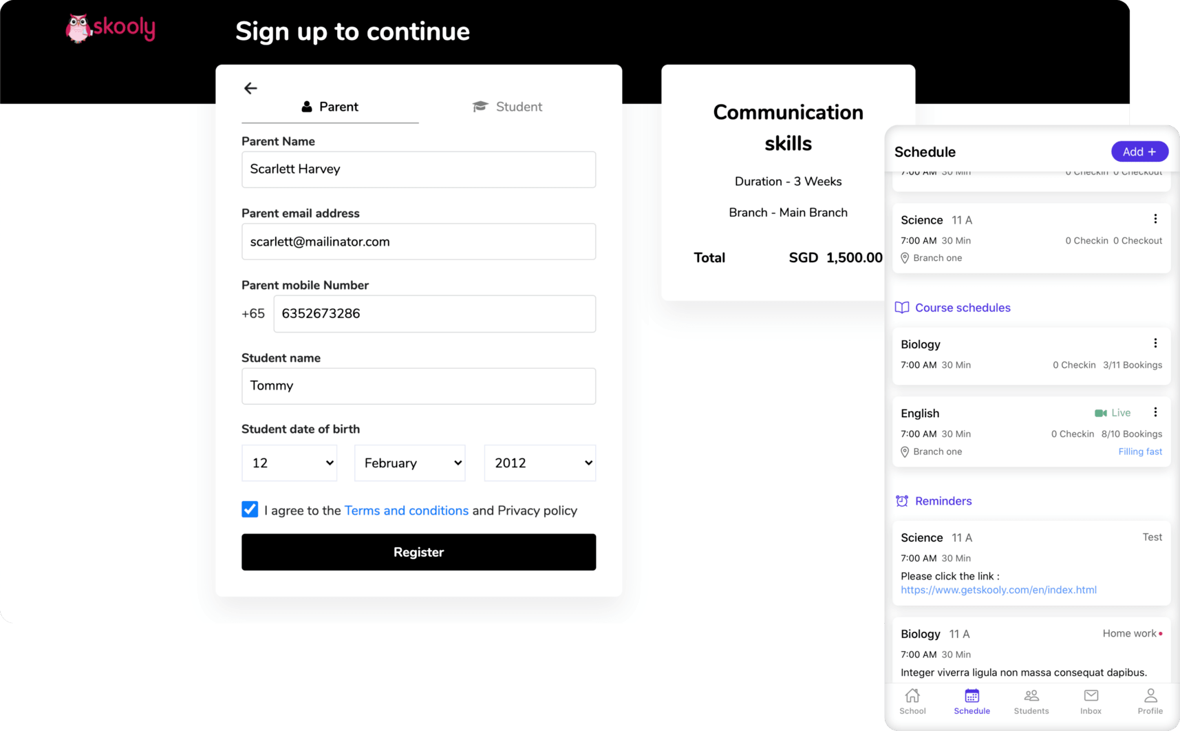 ONLINE ENROLLMENT & BOOKING, TRIALS